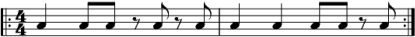 Musical notation for the cascara rhythm